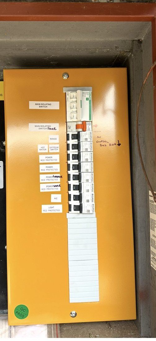 Modern Perth switchboard with individual RCD protection and printed labelling